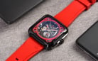 Alexandre Christie Automatic AC 6577 MA RIPBARE Open Heart Dial Red Rubber Strap-1