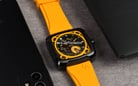 Alexandre Christie Automatic AC 6577 MA RIPBAYL Open Heart Dial Yellow Rubber Strap-2