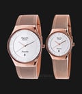 Alexandre Christie AC 8331 BRGSL Couple Silver Dial Rose Gold Stainless Steel Mesh Strap-0