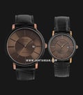 Alexandre Christie Classic AC 8344 LBRBO Couple Brown Sunray Dial Black Leather Strap-0