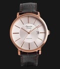 Alexandre Christie Classic AC 8344 LD LRGSL Ladies Silver Dial Brown Leather Strap-0