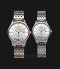 Alexandre Christie AC 8453 BTRSL Couple Silver Pattern Dial Dual Tone Stainless Steel Strap-0
