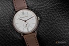 Alexandre Christie Simple Life AC 8458 SLCGSL Couple White Dial Brown Leather Strap-6