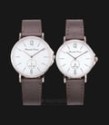 Alexandre Christie Simple Life AC 8458 SLCGSL Couple White Dial Brown Leather Strap-0