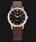 Alexandre Christie Simple Life AC 8460 LD LRGBA Ladies Black Dial Brown Leather Strap-0
