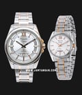 Alexandre Christie AC 8473 BTRSL Classic Steel Couple Silver Dial Dual Tone Stainless Steel Strap-0