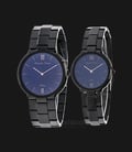 Alexandre Christie Asteria AC 8480 BIPBUIV Couple Blue Dial Black Stainless Steel Strap-0