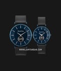 Alexandre Christie AC 8484 LUBBU Couple Blue Dial Black Leather Strap-0