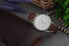 Alexandre Christie Classic Steel AC 8490 LSSSL Couple White Dial Brown Leather Strap-1