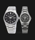 Alexandre Christie AC 8506 BSSBA Couple Black Dial Stainless Steel Strap-0