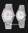 Alexandre Christie AC 8515 BSSSLRG Classic Steel Couple White Dial Stainless Steel Strap-0