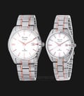 Alexandre Christie AC 8515 BTRSL Couple White Dial Dual Tone Stainless Steel Strap-0
