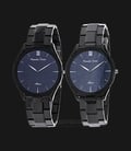 Alexandre Christie AC 8517 BIPBA Couple Blue Dial Black Stainless Steel Strap-0