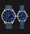 Alexandre Christie Tranquility AC 8522 BURBU Couple Blue Dial Blue Stainless Steel Strap-0