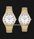 Alexandre Christie Classic AC 8538 BCGSL Couple White Dial Gold Stainless Steel Strap-0