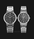 Alexandre Christie AC 8544 BSSBA Couple Black Dial Stainless Steel Strap-0