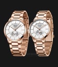 Alexandre Christie AC 8546 BRGSL Couple Silver Dial Rose Gold Stainless Steel Strap-0