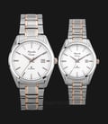 Alexandre Christie AC 8554 BTRSL Couple White Dial Dual Tone Stainless Steel Strap-0