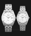 Alexandre Christie Classic Steel AC 8558 BSSSL Couple White Dial Stainless Steel Strap-0