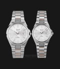 Alexandre Christie AC 8563 BTRSL Couple Silver Pattern Dial Dual Tone Stainless Steel Strap-0