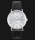 Alexandre Christie AC 8581 MD LSSSL Classic Steel Man Silver Sunray Dial Black Leather Strap-0