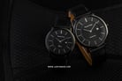 Alexandre Christie AC 8589 LIPBA Couple Black Dial Black Leather Strap-2