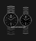 Alexandre Christie Asteria AC 8604 BIPBA Couple Black Dial Black Stainless Steel Strap-0