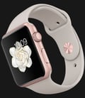 Apple Watch 42mm Rose Gold Aluminum Case with Stone Sport Band - MLC62ZP/A-1