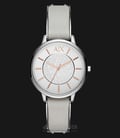 Armani Exchange AX5311 Ladies Silver Dial Stainless Steel Case Gray Leather Strap-0