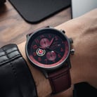 AVI-8 Hawker Hurricane AV-4011-0S Classic Chronograph Blood Red Dial Red Leather Strap-2