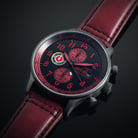 AVI-8 Hawker Hurricane AV-4011-0S Classic Chronograph Blood Red Dial Red Leather Strap-3