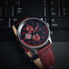 AVI-8 Hawker Hurricane AV-4011-0S Classic Chronograph Blood Red Dial Red Leather Strap-8