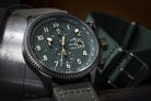 AVI-8 Man Hawker Hunter Watch Green Dial Army Green Leather Strap AV-4036-08-4