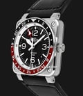 Bell & Ross BR 03-93 GMT BR0393-BL-ST/SCA Black Sunray Dial Black Leather Strap-1