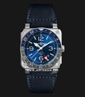 Bell & Ross BR 03-93 GMT BR0393-BLU-ST/SCA Blue Sunray Dial Blue Leather Strap-0