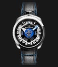 Bomberg Bolt-68 Steel&Blue Sapphire BS45ASS.045-1.3 Automatic Black Dial Black Leather Strap-0