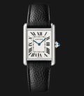 Cartier Tank Must WSTA0041 Ladies Silver Dial Black Grained Calfskin Leather Strap-0