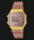 Casio General A168WECM-5DF Digital Dial Rose Gold Stainless Steel Band-0