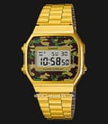 Casio General A168WEGC-3DF Digital Dial Gold Stainless Steel Band-0