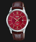 Casio General BEM-151L-4AVDF Beside Classic Red Dial Brown Leather Band-0