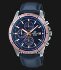 Casio Edifice EFR-526L-2AVUDF Chronograph Men Blue Dial Blue Leather Band-0