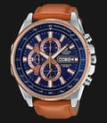 Casio Edifice CHRONOGRAPH EFR-549L-2AVUDF Blue Dial Brown Leather Watch-0