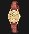 Casio General LTP-1094Q-9BRDF Enticer Ladies Gold Dial Brown Leather Band-0