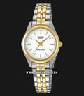 Casio General LTP-1129G-7ARDF Ladies Analog White Dial Dual Tone Stainless Steel Band-0