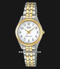 Casio General LTP-1129G-7BRDF Ladies Analog White Dial Dual Tone Stainless Steel Band-0