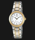 Casio General LTP-1131G-7BRDF Enticer Ladies White Dial Dual Tone Stainless Steel Strap-0