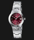 Casio General LTP-1241D-4A2DF Enticer Ladies Red Dial Stainless Steel Strap-0