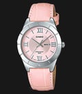 Casio LTP-1410L-4AVDF - Enticer Ladies - Pink Dial Ion Plated Pink Leather Strap-0