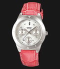 Casio LTP-2083L-4AVDF - Enticer Ladies - Silver Dial Ion Plated Pink Leather Strap-0