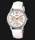 Casio General LTP-2085L-7AVDF Enticer Ladies White Dial Ion Plated White Leather Strap-0